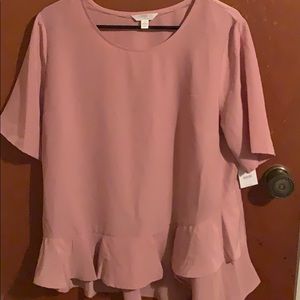 Blush Pink Relaxed Peplum Blouse